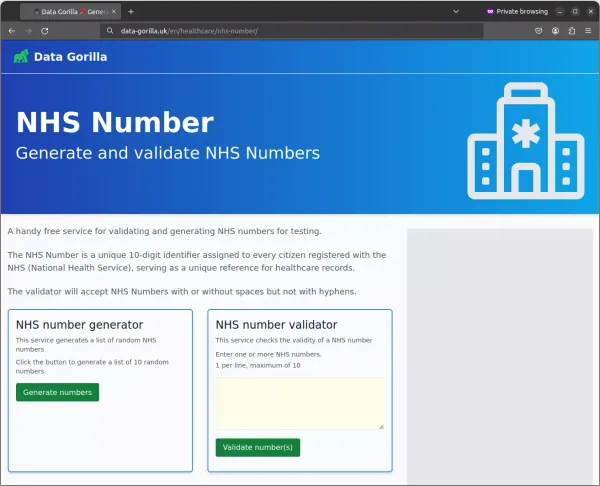 Data Gorilla NHS Number Generator service