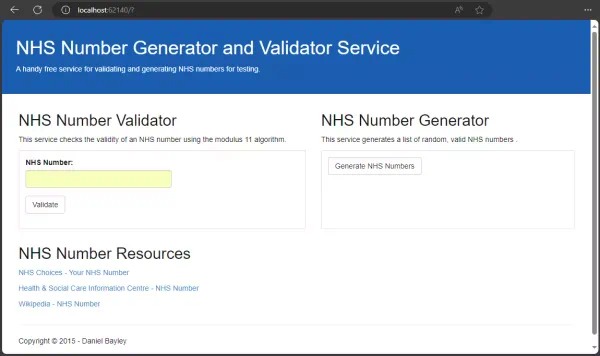 Original NHS Number Generator